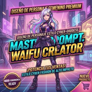 Personaje de anime estilo cyberpunk y techwear generado con el Master Prompt para inteligencia artificial.