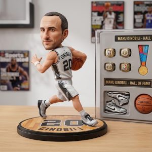 Figura 3D coleccionable de Lionel Messi generada con Inteligencia Artificial, estilo toy art con exhibidor de accesorios premium.