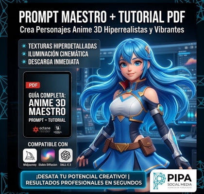 Prompt Premium + Tutorial PDF: Crea Personajes Anime 3D Realistas con IA