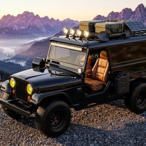 Servicio de animación 3D y 4D de vehículos por Pipa Social Media - Render de Jeep Restomod negro