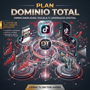 Plan Dominio Total para gestión integral y omnicanal de redes sociales en Instagram, TikTok, Facebook y YouTube por Pipa Social Media.