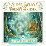 Imagen promocional cuadrada del producto digital Super Bello Prompt Artistic, mostrando un diseño de acuarela mágica generada por IA con un botón de descarga directa.