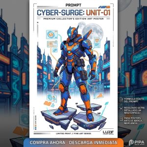 Prompt de IA Premium Phantom Hacker estilo cyberpunk. Arte digital para impresión POD por Pipa Social Media.