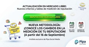 Banner informativo sobre los cambios en la reputación y plazos de medición de Mercado Libre para vendedores