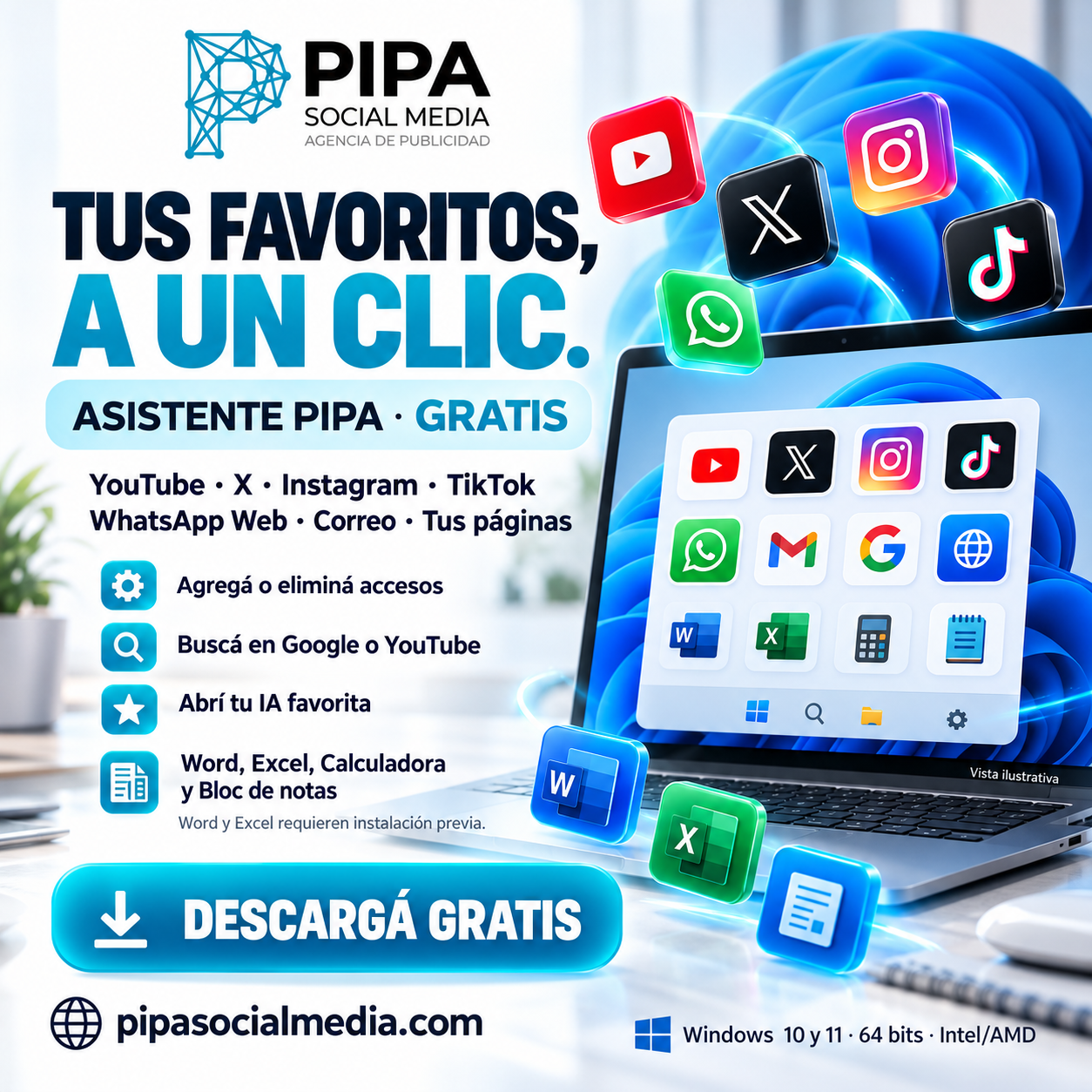 Asistente Pipa: asistente de escritorio gratis para Windows