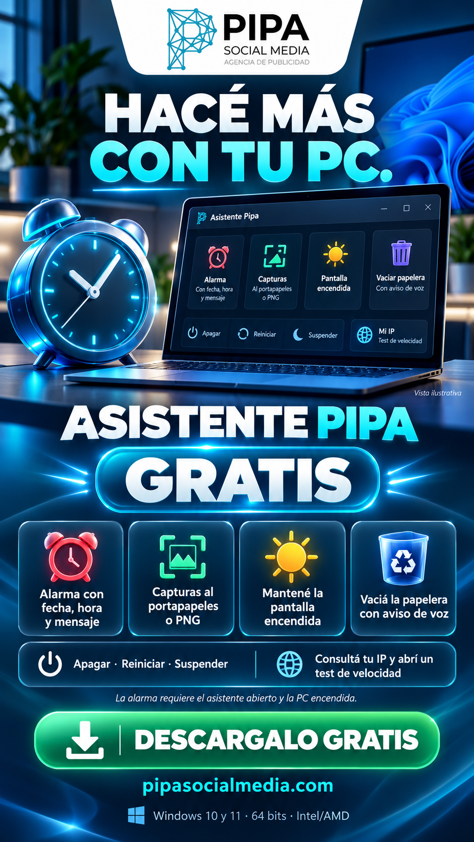 Asistente Pipa: asistente de escritorio gratis para Windows